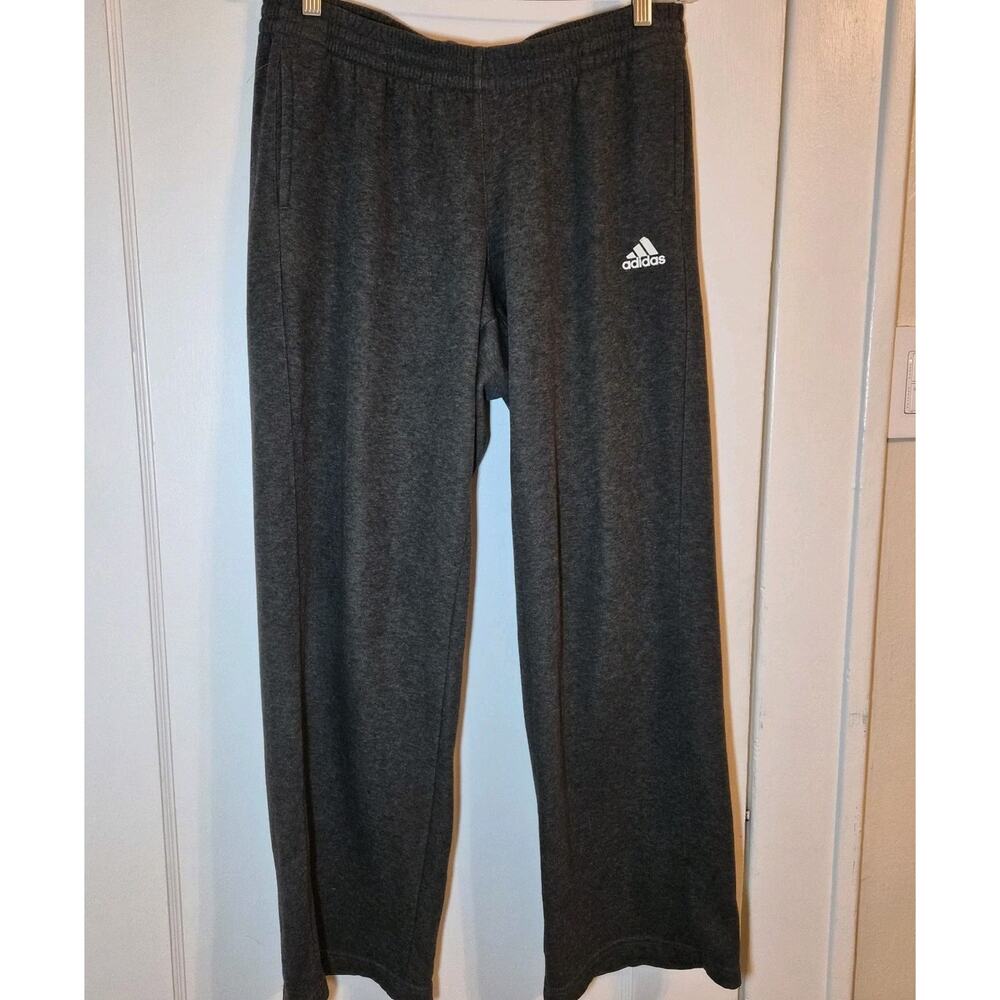 Adidas Straight Leg Joggers Womens Sz M Snap Ankle Sweatpants‎ Grey